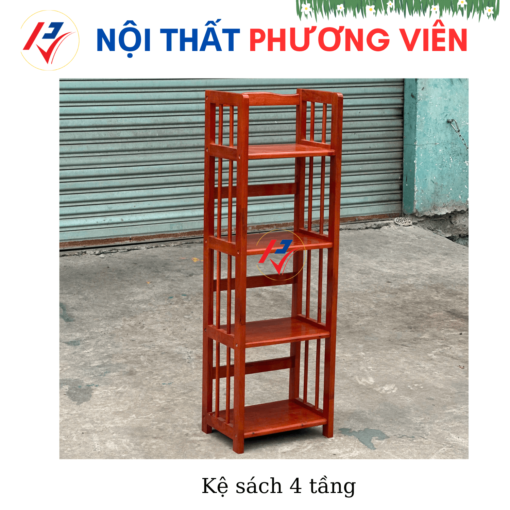 Ke sach 4 tang go cao su