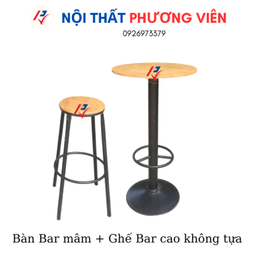 ban bar mam và ghe bar cao khong tua