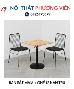 Ban cafe sat mam và ghe 12 nan tru