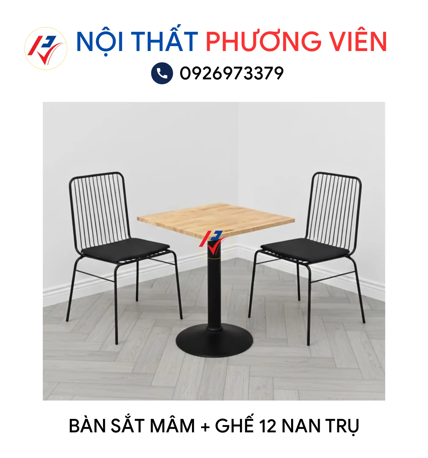 Ban cafe sat mam và ghe 12 nan tru