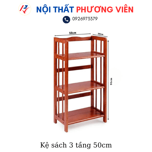 ke sach 3 tang 50cm