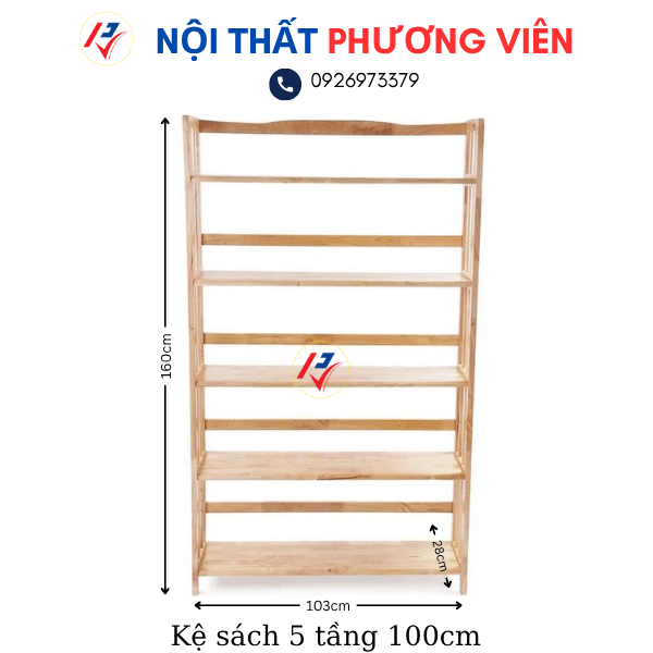 ke sach 5 tang 100cm