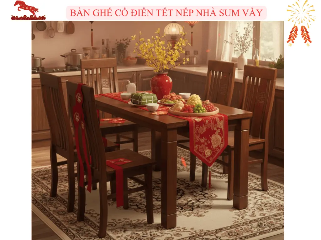 Bộ bàn ghế ăn cổ điển gỗ tự nhiên thiết kế tinh xảo - Nội Thất Phương Viên Bình Chánh