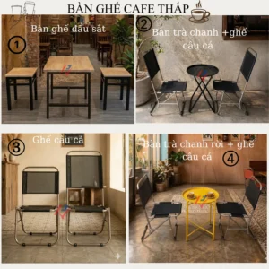 Bàn 40x60, bàn trà chanh + ghế câu cá