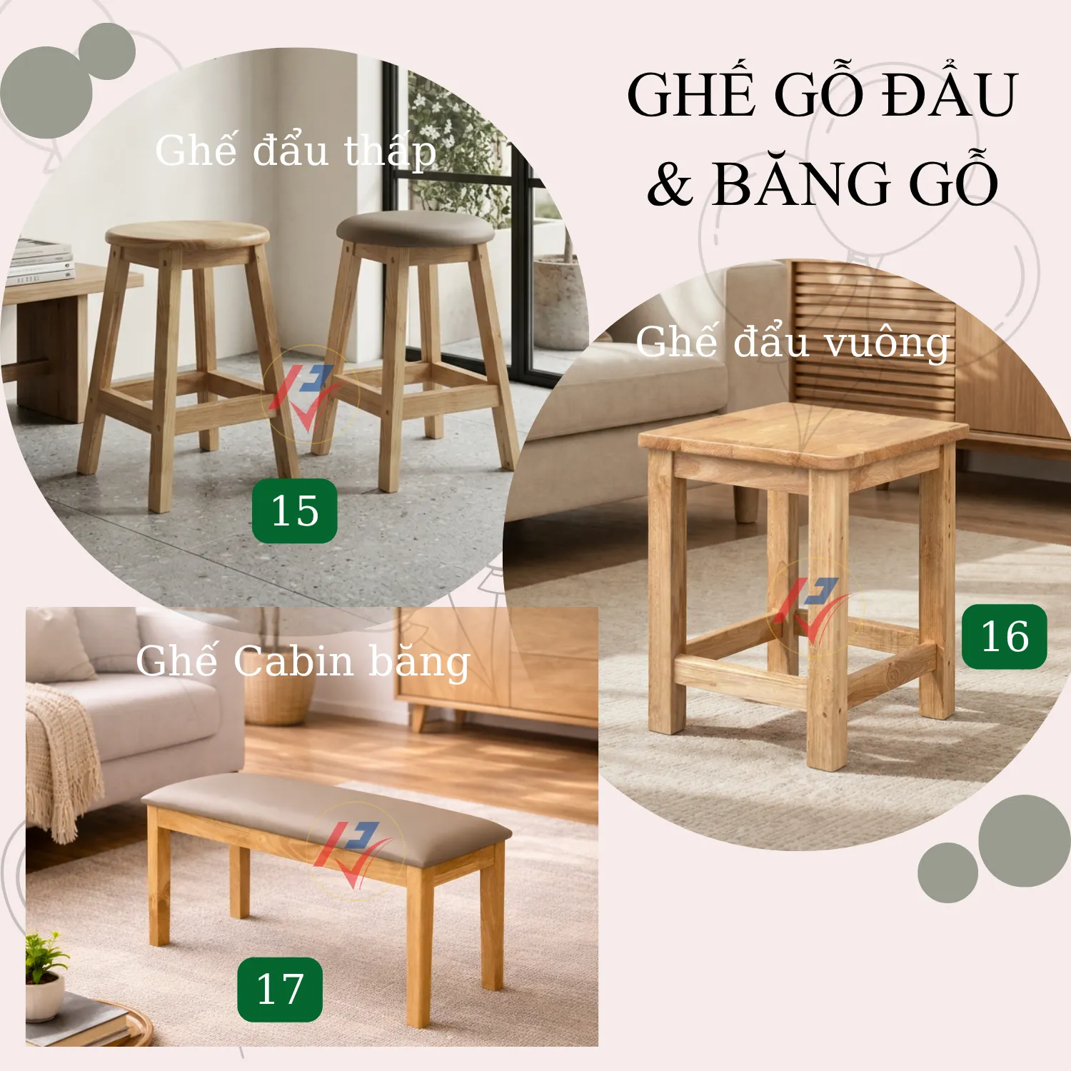 Ghế gỗ đẩu & băng gỗ