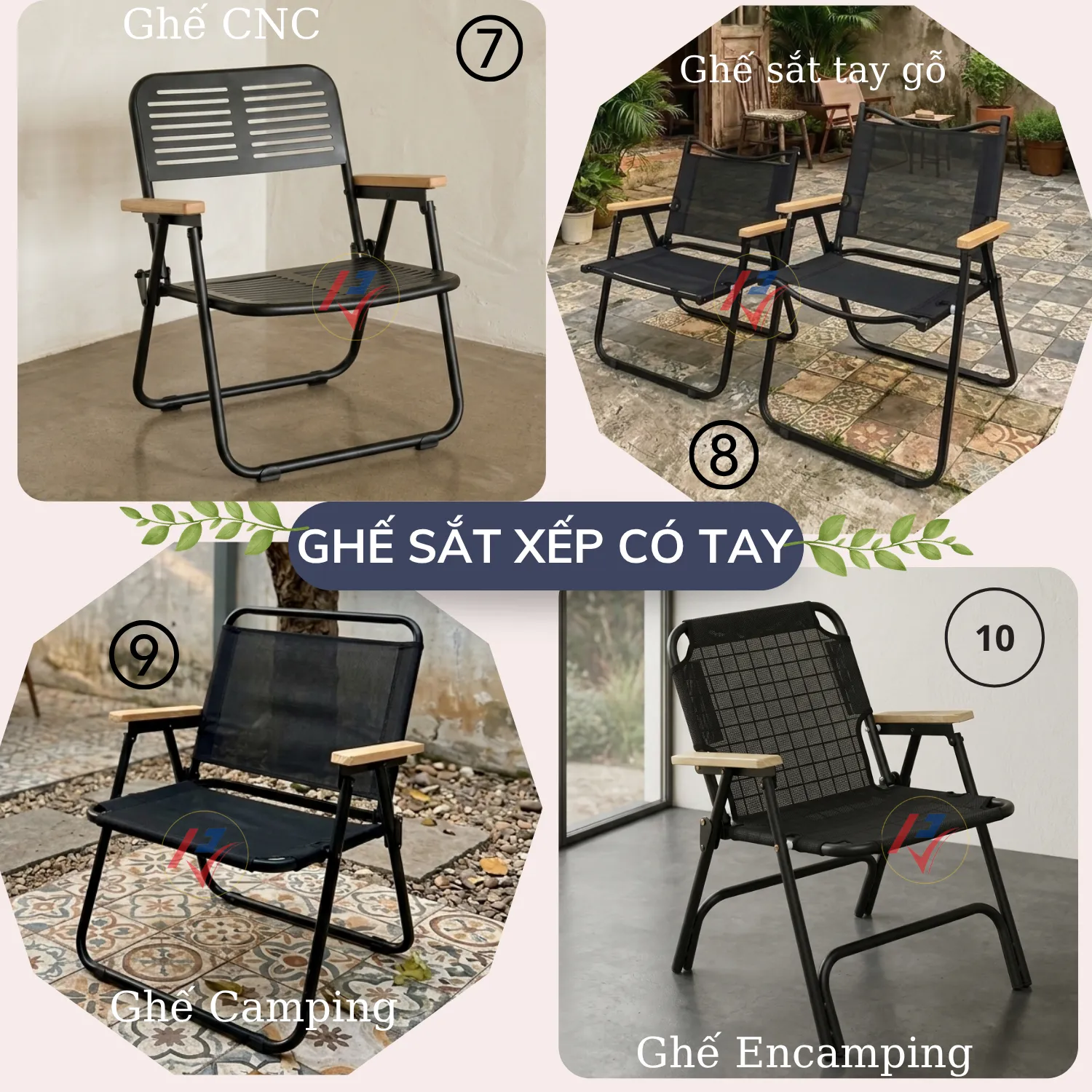 Ghế sắt xếp có tay