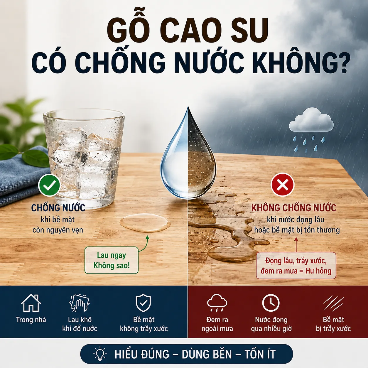 Gỗ cao su có chống nước không
