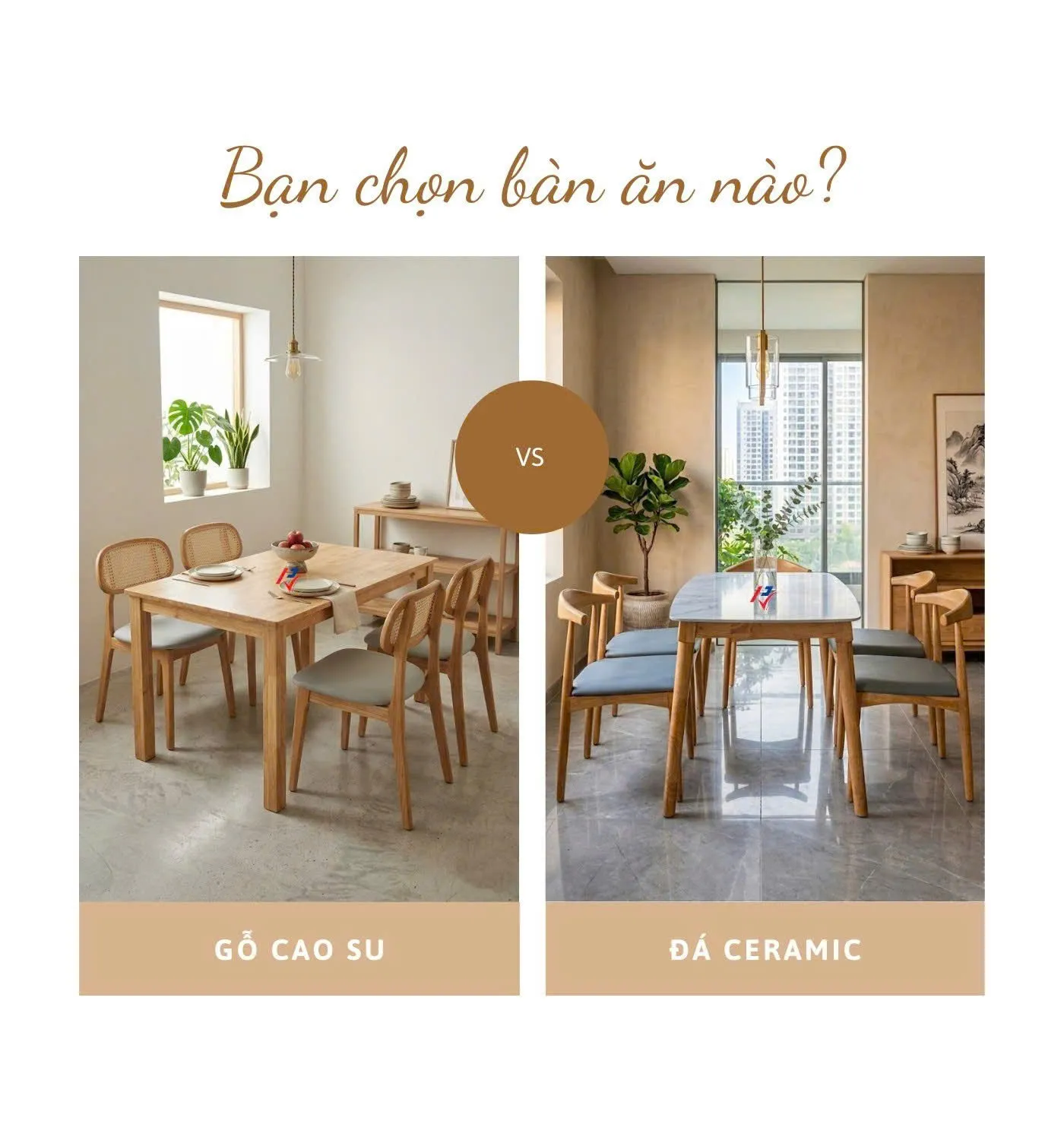Bàn gỗ cao su hay bàn đá ceramic - Nội thất Phương Viên ở TPHCM