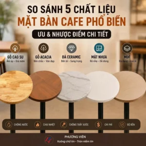 So sánh 5 chất liệu mặt bàn