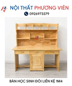 Bàn học sinh đôi liền kệ 1m4