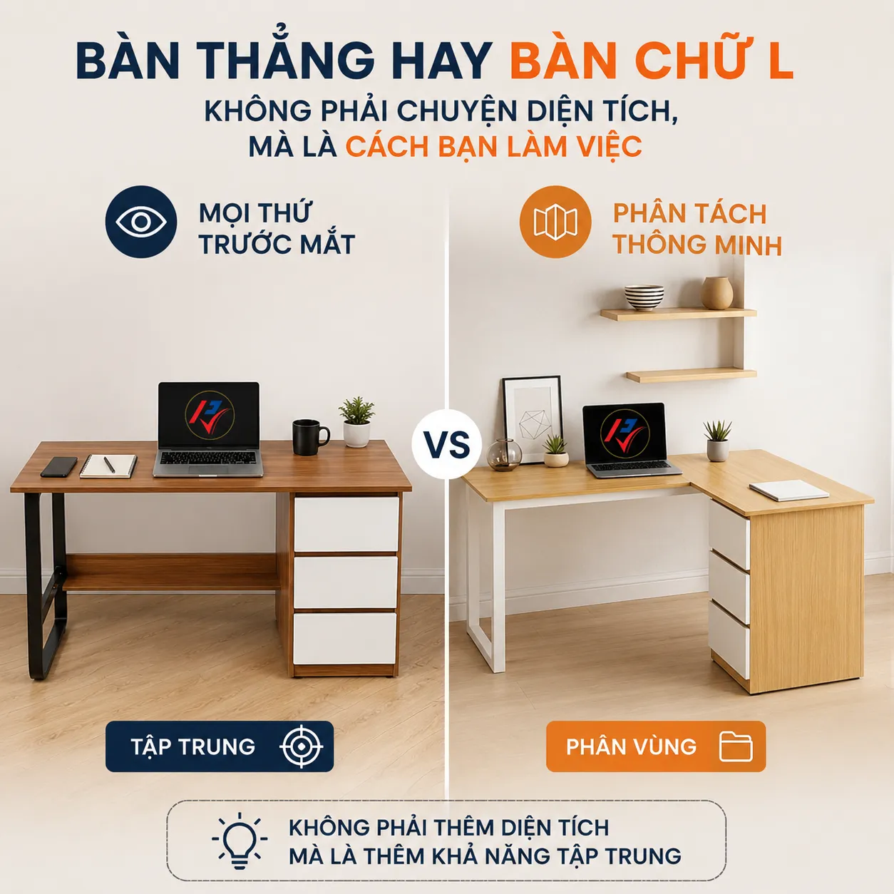 Bàn thẳng và bàn chữ L