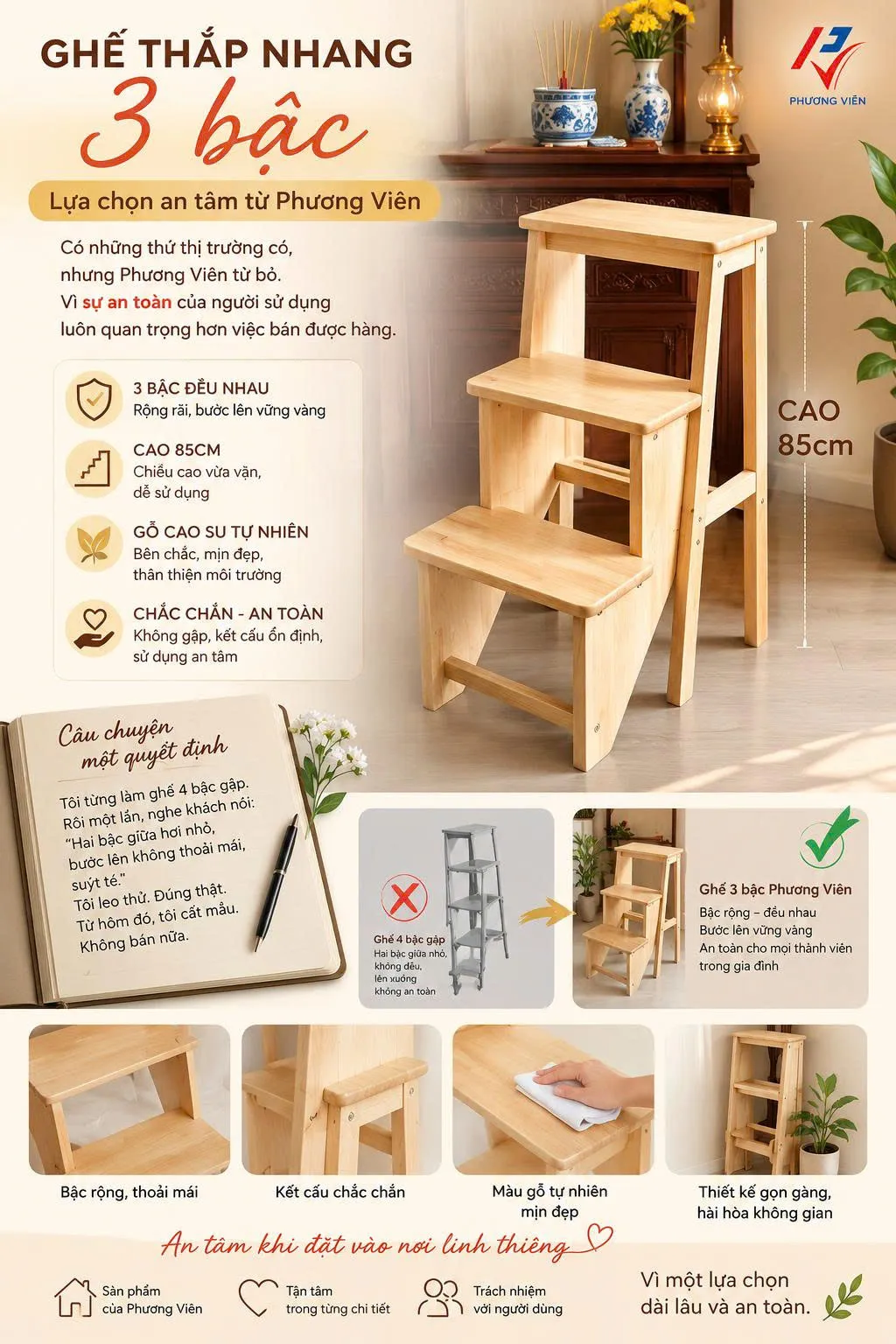 Ghế thắp nhang 3 bậc của Phương Viên