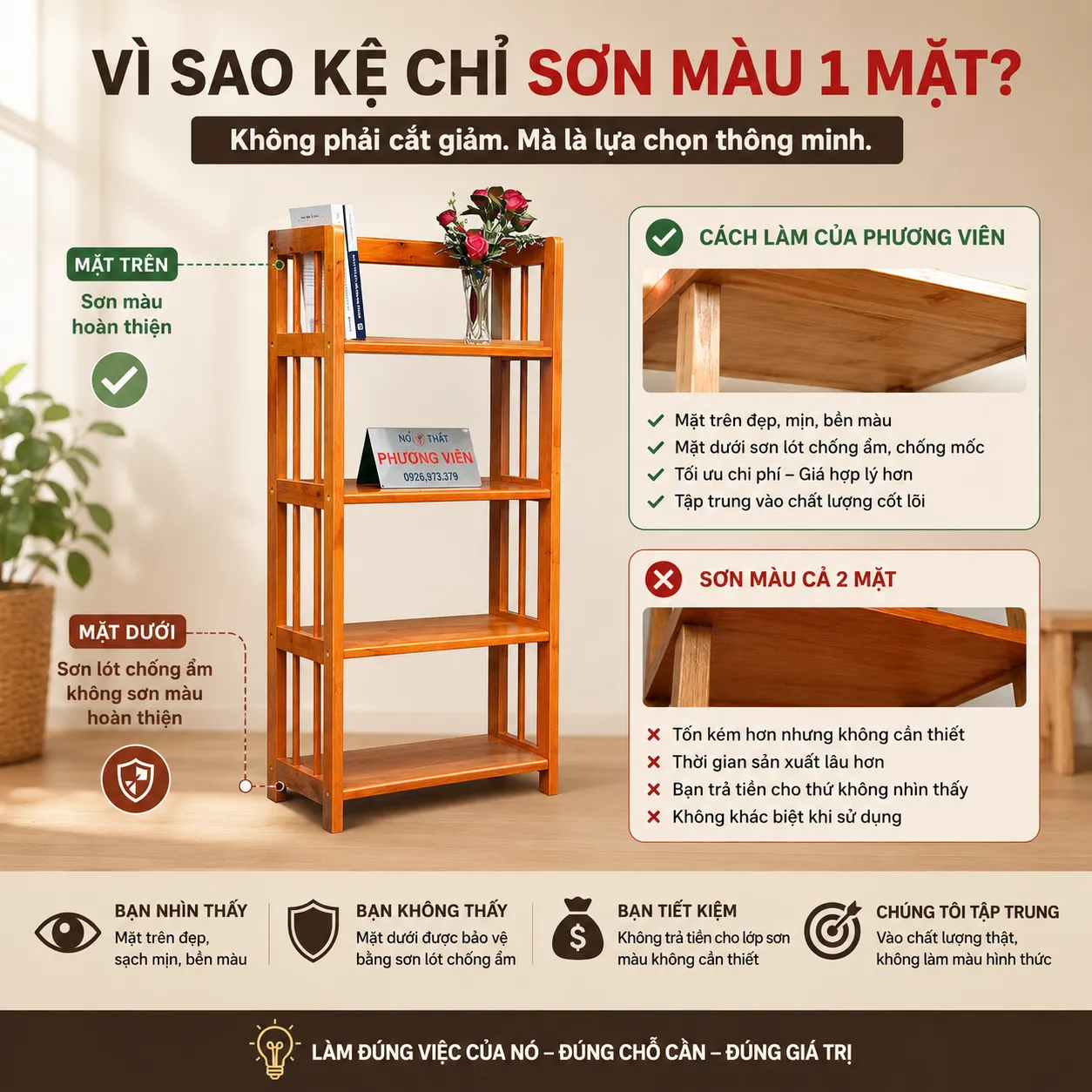 Kệ chỉ sơn màu 1 mặt