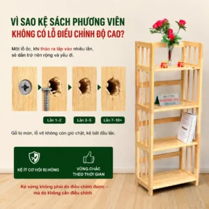 Kệ sách Phương Viên không có lỗ điều chỉnh độ cao