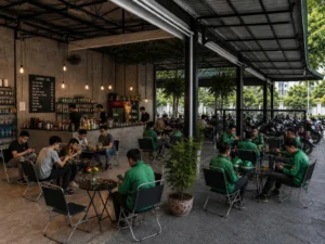 Quán cafe không máy lạnh dành cho tài xế xe công nghệ
