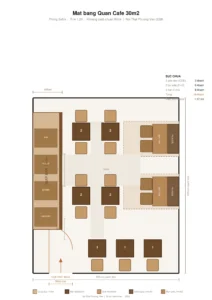 Tư vấn bố trí bàn ghế cho quán 30m2