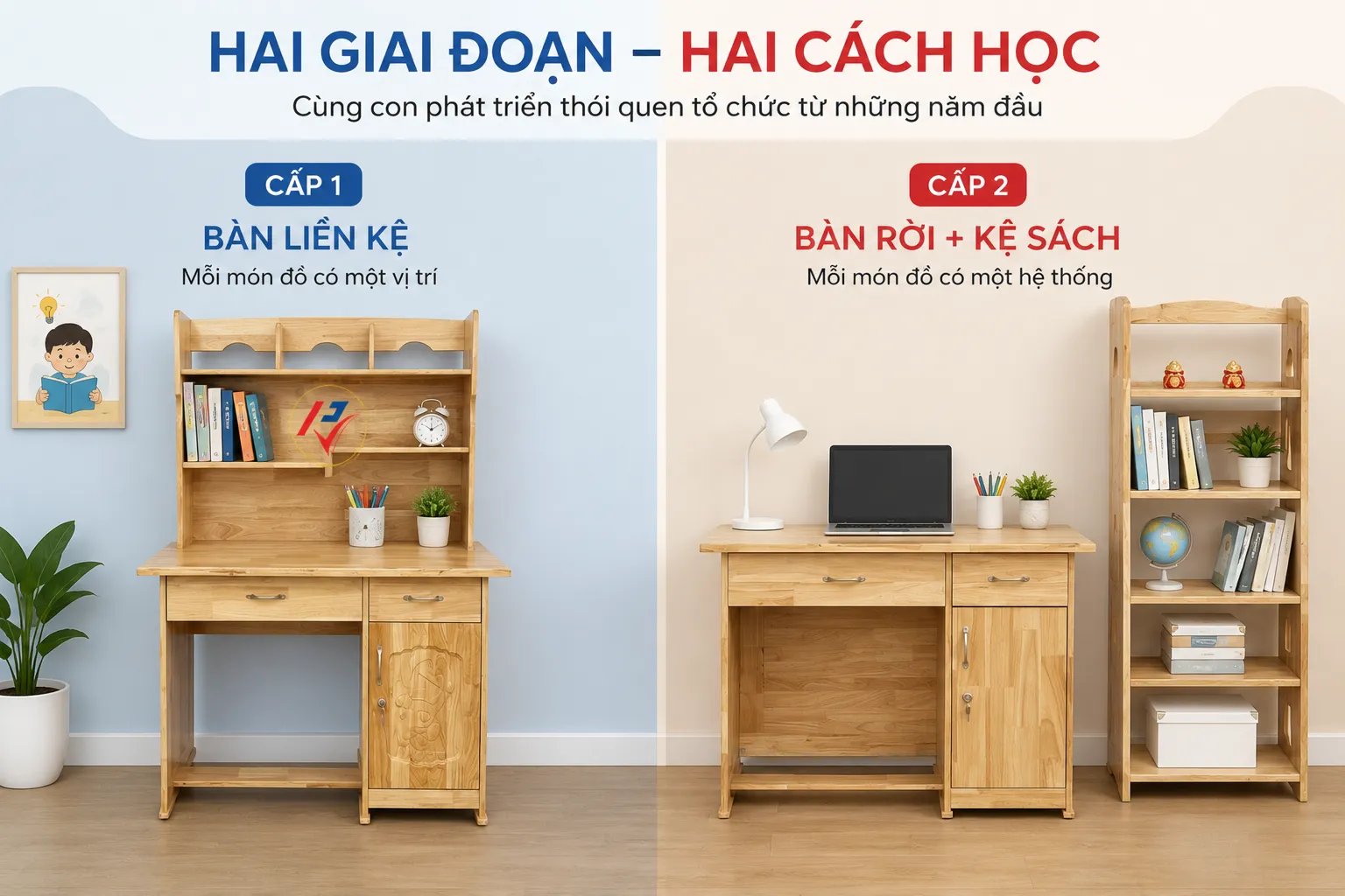 Bàn liền kệ hay bàn rời