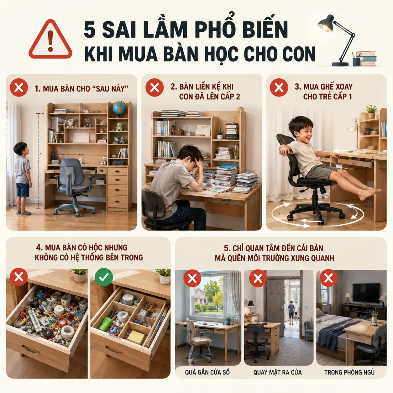 Những sai lầm phổ biến khi mua bàn học cho con