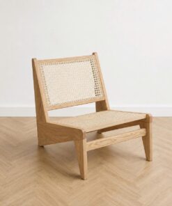 Ghế Kangaroo mặt mây khung gỗ Ash dáng lounge chair thấp