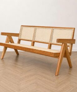 Sofa băng Vleg 3 chỗ gỗ Ash đan mây