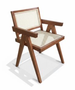 Ghế Vleg có tay mặt mây khung gỗ chân chữ V đan mây tự nhiên