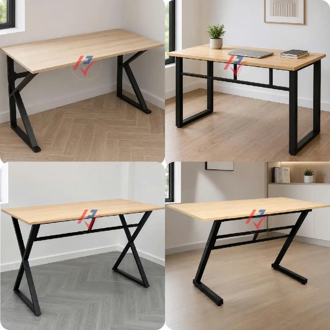 Bàn làm việc chân sắt U K Z X mặt MDF