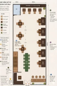 Bố trí quán cafe 80m2